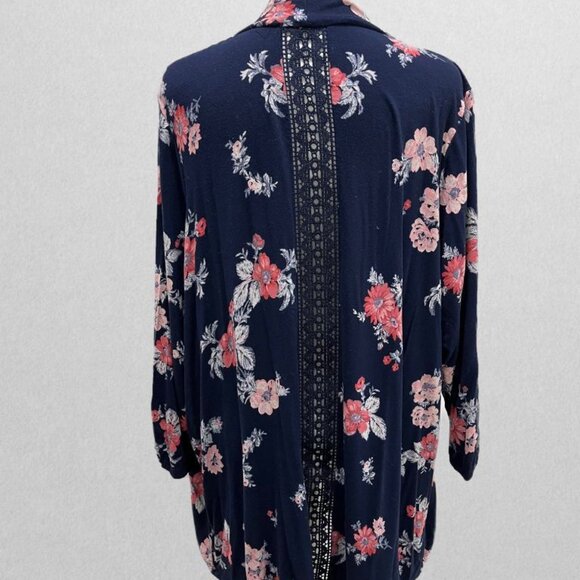 Maurices Navy Floral Overpiece with Lace Back - Picture 2 of 3